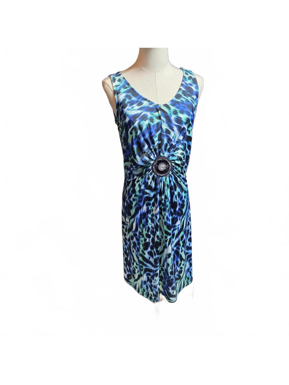 Lemme for Nina Lenord Abstract Print Blue Dress Womens Medium
